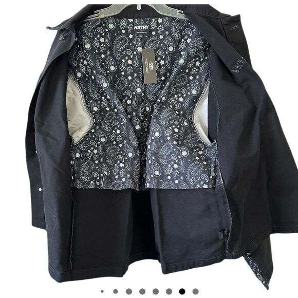 NWT HSTRY By NAS Men’s Black & Paisley Duck Canvas Denim Jacket - Size M - Picture 10 of 11